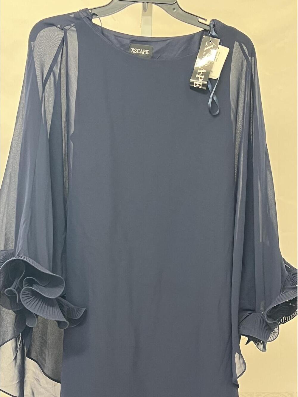 XSCAPE Plus Size Ruffle-Cuff Batwing-Sleeve Dress - Picture 3 of 8